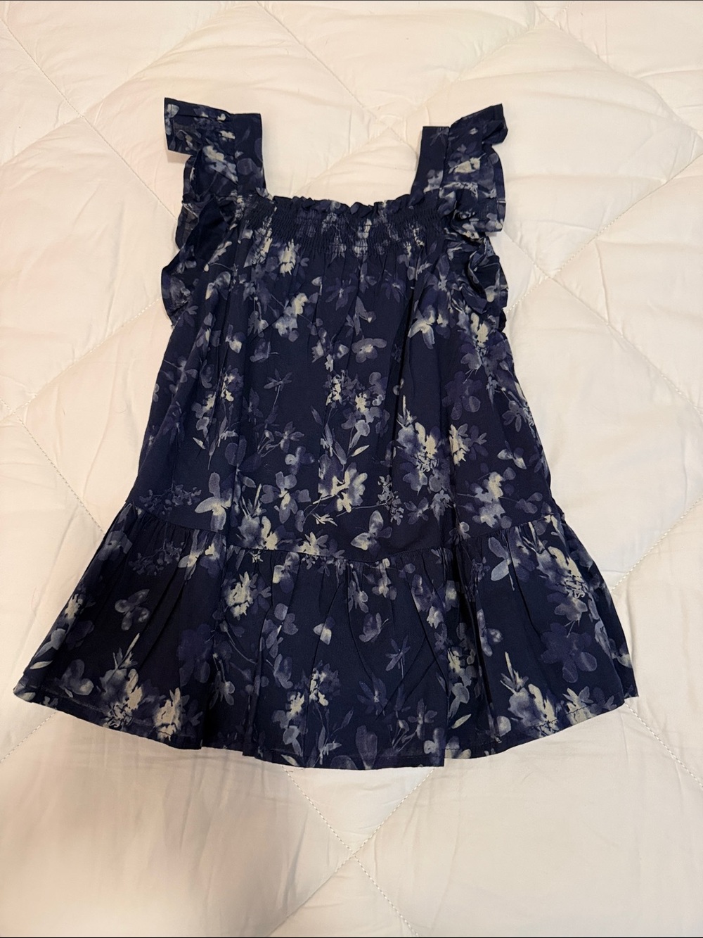 GAP Navy and White Floral Ruffle Sundress for Girls